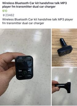 Wireless Bluetooth Car kit handsfree talk MP3 player fm transmitter dual car charger