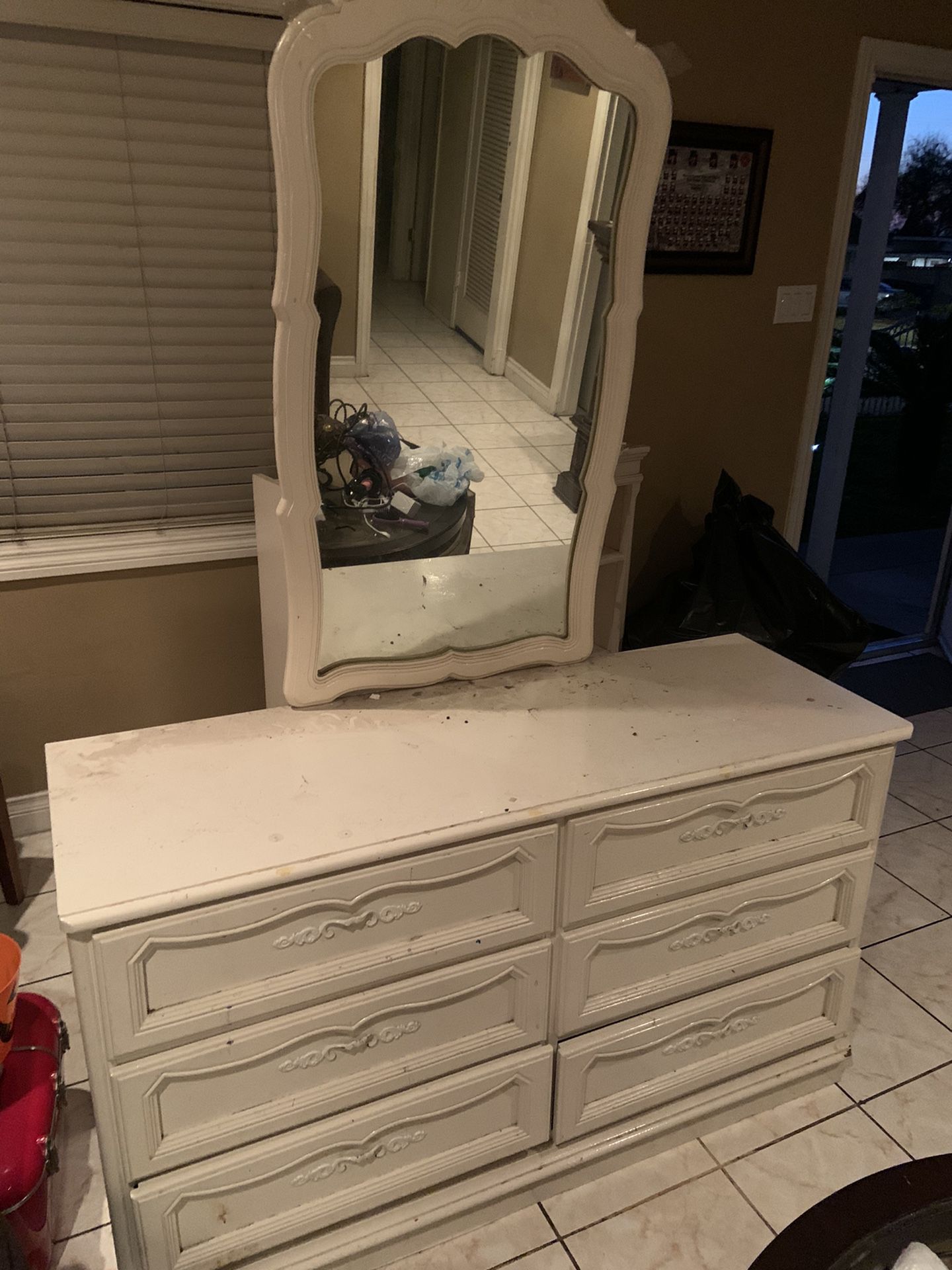 Free dresser with mirror and books shelves