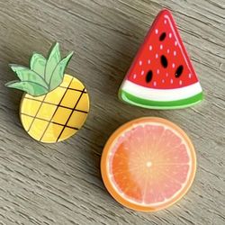 Set of 3 Vintage fruit-themed Resin Pins