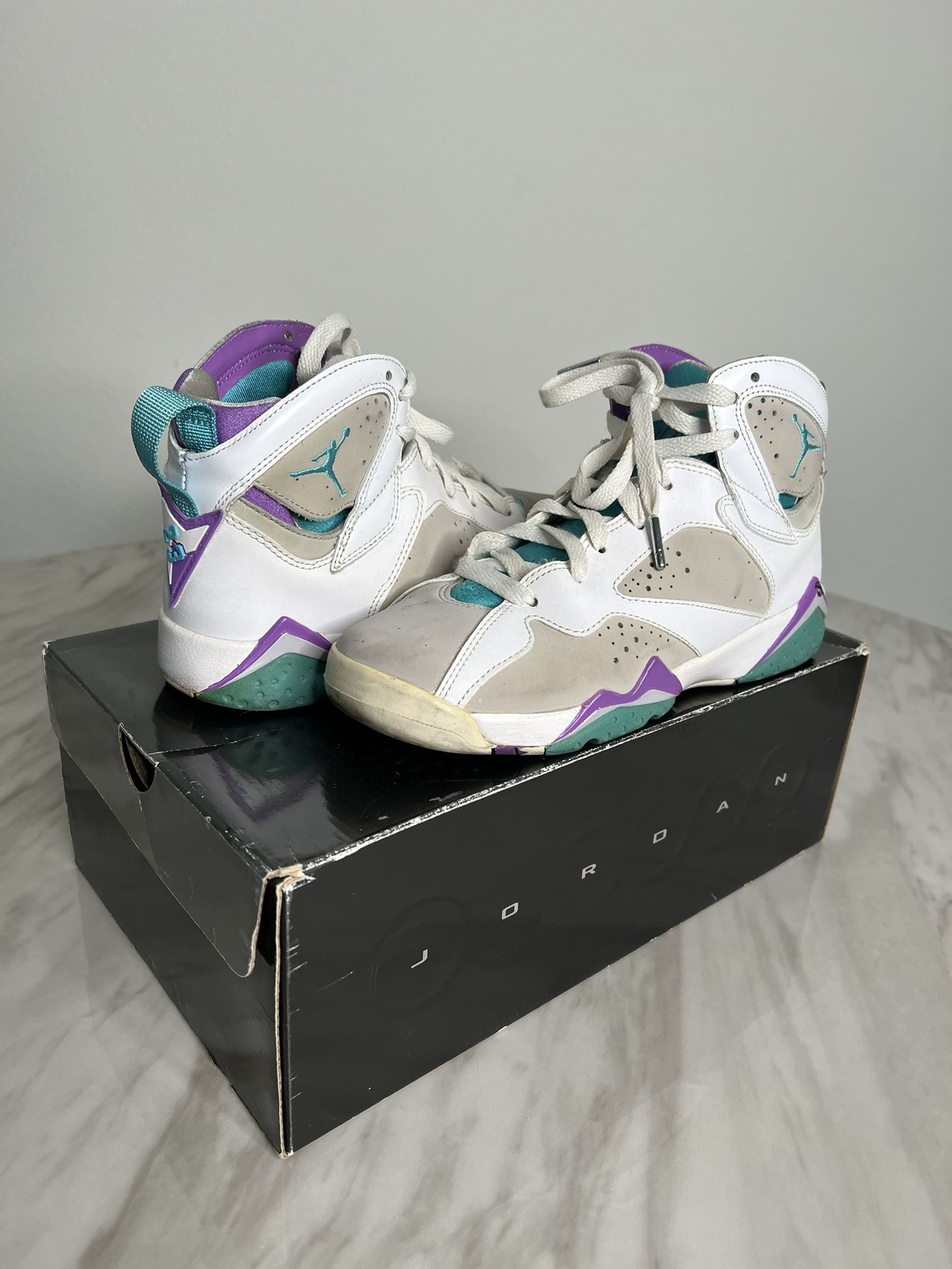 2006 Air Jordan Retro 7, White Purple Teal, VINTAGE Size 5.5y USED
