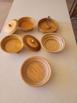 8 - pc wood candy / nut bowls