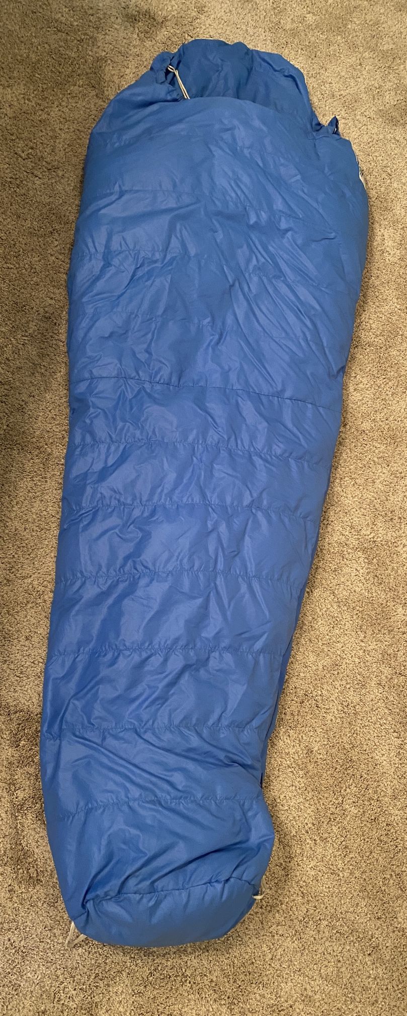 Mountain Products Down Sleeping bag.  2.8 pounds. Dual offset baffle construction; the warmest type. 2-way  zipper with baffle. Not comfort rated.  I 