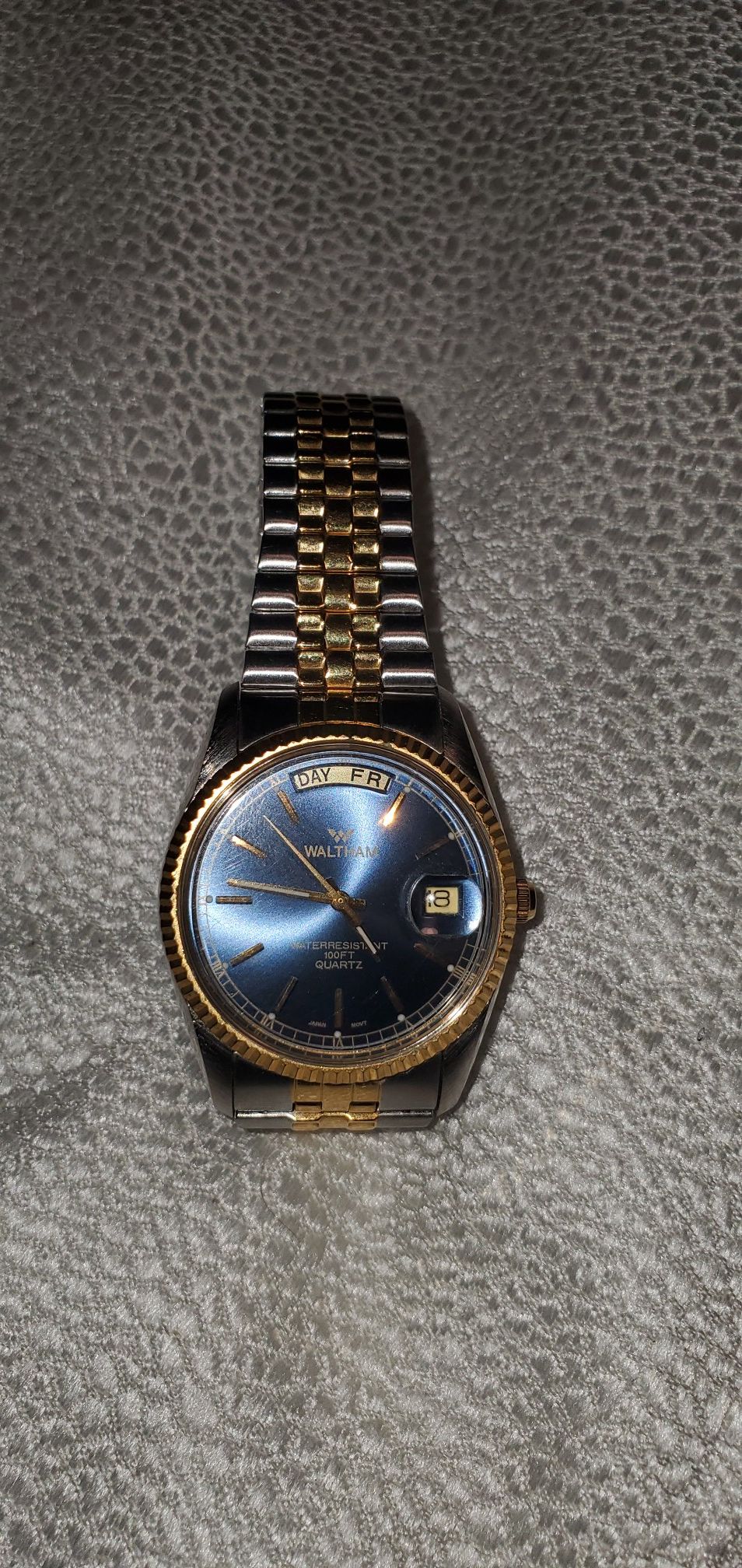 Vtg Waltham Date Watch Blue