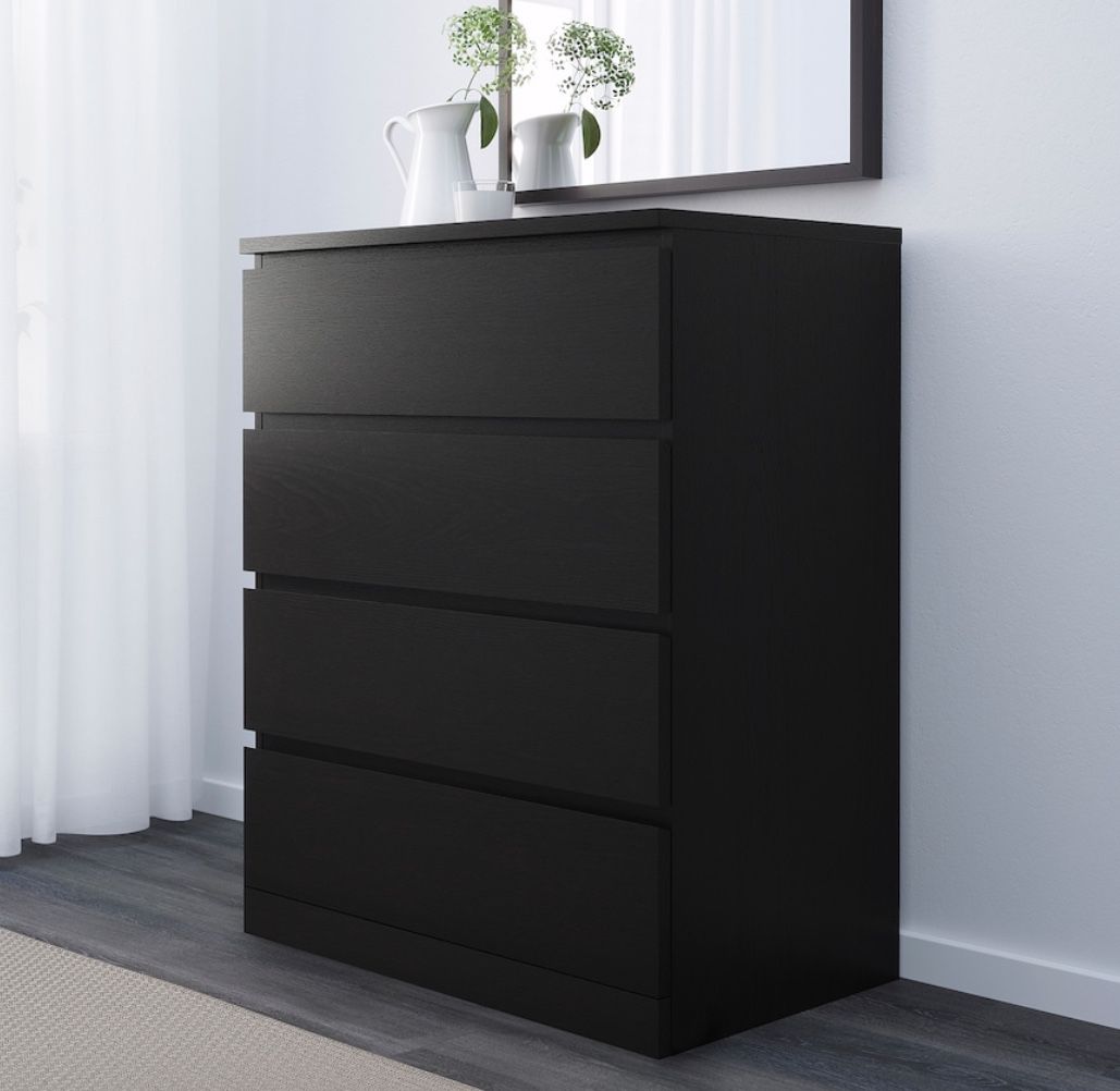 IKEA 4-drawer Chest, Black 