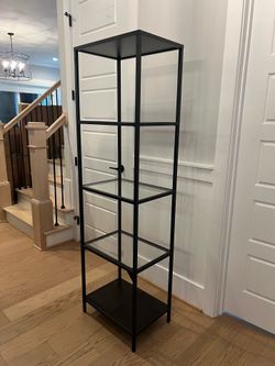 Modern Black Metal & Glass Display Shelf / Bookcase