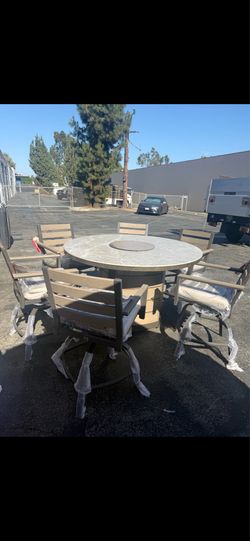 Patio set agio fire pit table