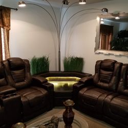 Couch, Love Seat, and Connector Table w/ Bluetooth Capabilities 