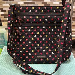 NEW! Large Vera Bradley Triple Zip Hipster Crossbody bag / Havana Dots pattern