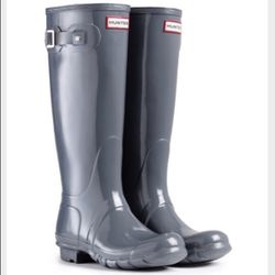 Hunter Tall Gloss Boots Graphite (Ladies 10/Men 9)