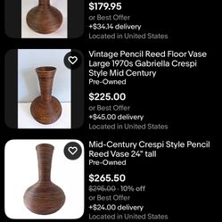 Vintage Large Floor Pencil Reed Vase
