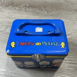 Sanrio Pekkle Ahiru No Pekkle blue tin 3.5" x 4"x 5" 1994