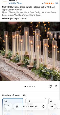 Hurricane Glass Taper Candle Holders Set of 10