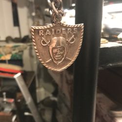 925 Solid Silver Raiders Logo Pendent On A Cuban Link Silver Chain Long Chain 