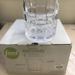 FOOD NETWORK HOUSTON 4 x 11 oz. ROCKS GLASSES NEW IN BOX $29.99