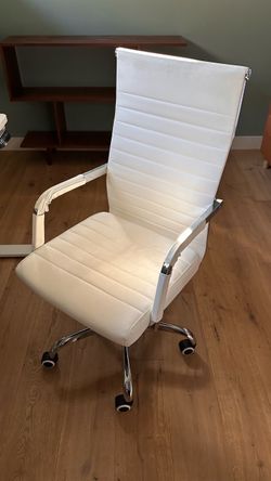 White High-Back Office Chair with Chrome Base