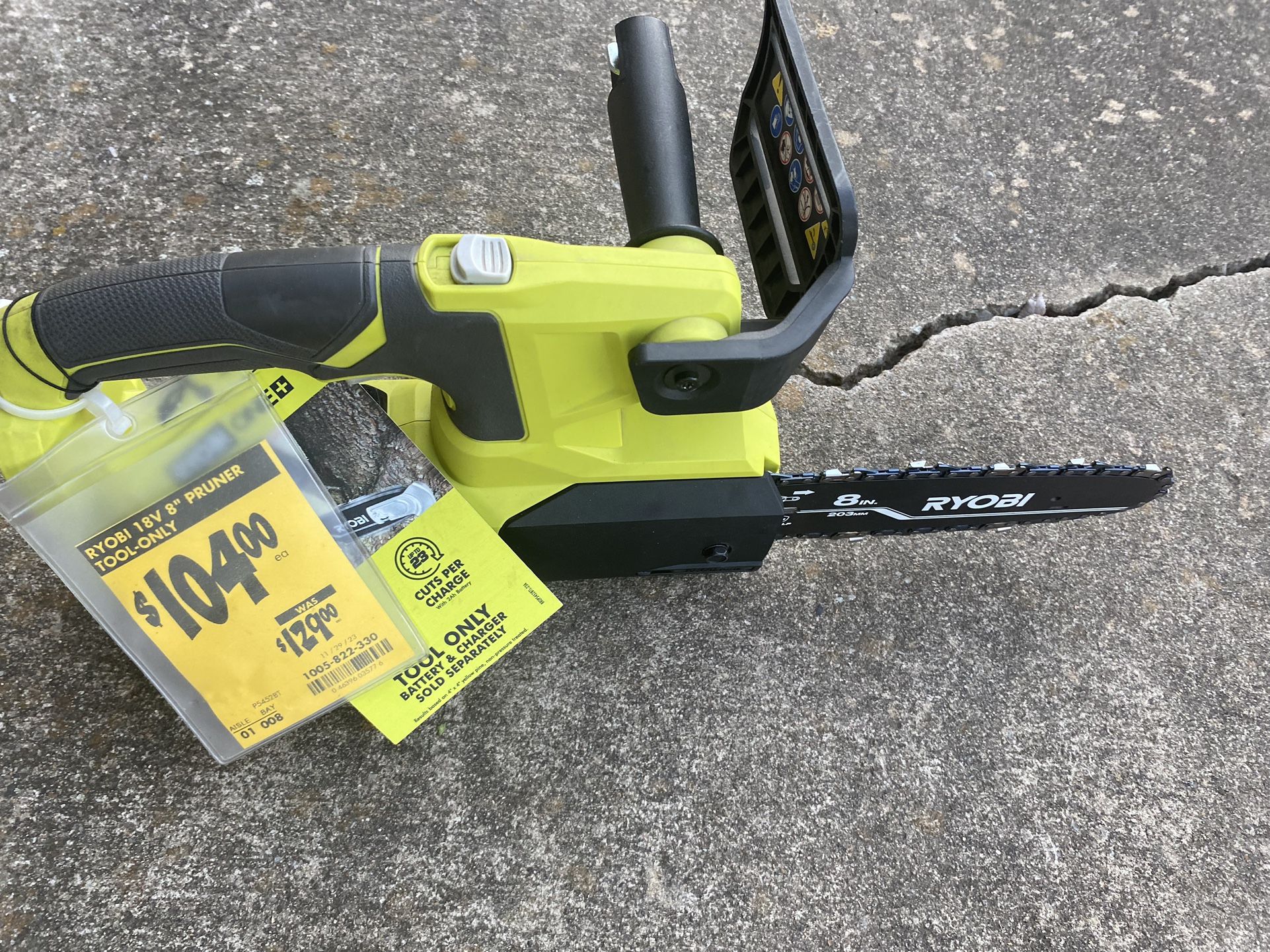 Ryobi 8 Inch Pruning Chainsaw New Tool Only 