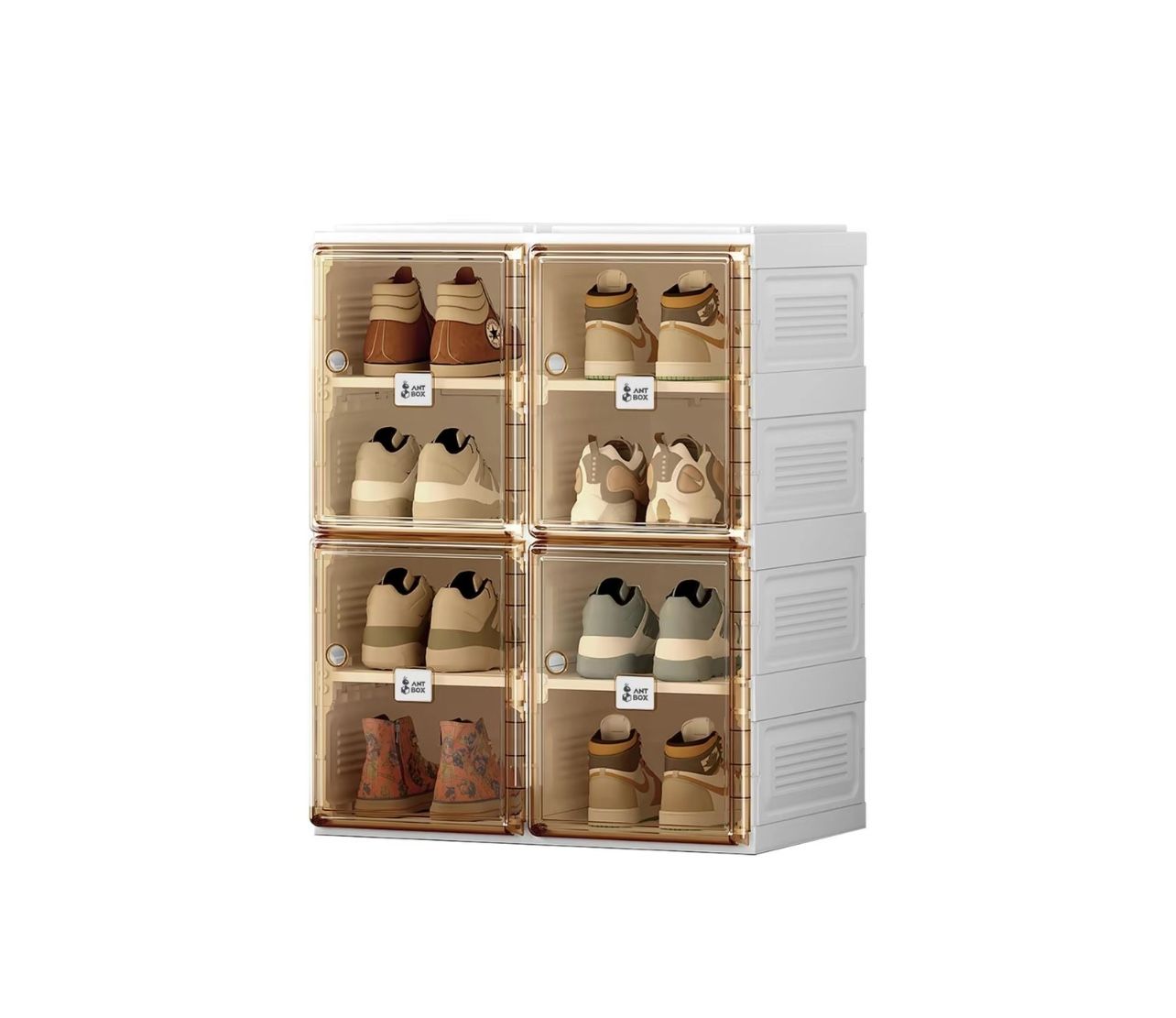 Shoe Organizer Storage Box, Portable Folding Shoe Rack for Closet with Magnetic Clear Door,Large Sneaker Cabinet Bins All-in-one Sturdy Easy Assembly