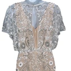 Aidan Mattox Sleeveless Whimsy Beaded Cocktail Sequin Beaded Layered Dress Sz 10
