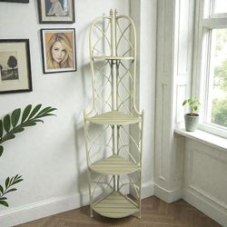 Vintage Green Metal Corner Shelf 