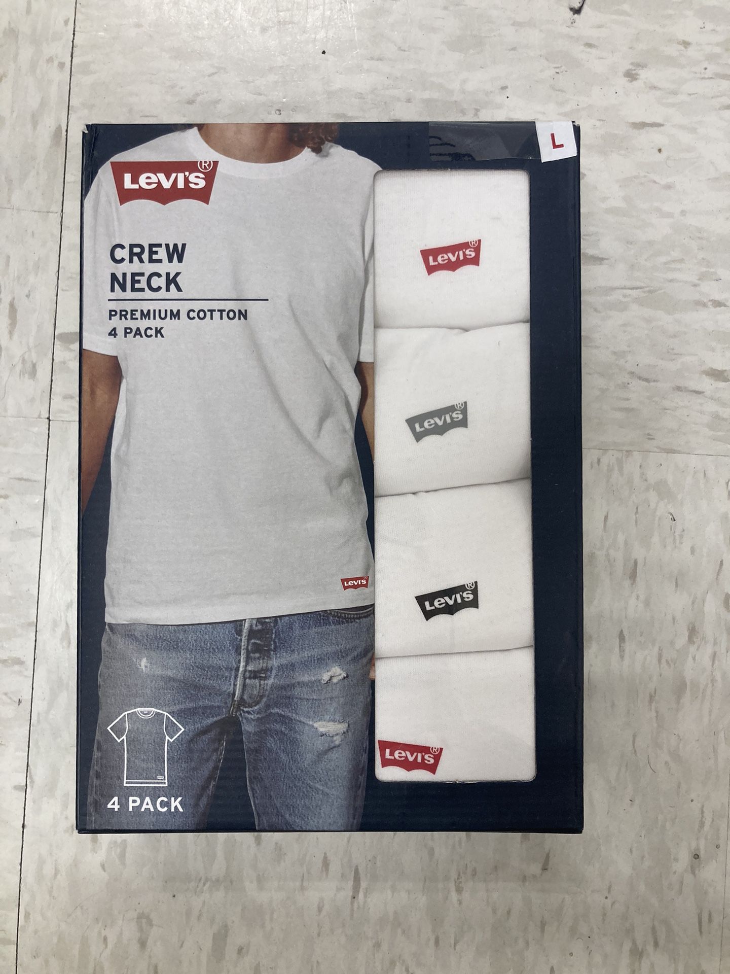 NWT Levi’s Men’s Premium Cotton Tee 4 Pack Size L