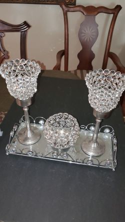 New Beautiful Crystal Centerpiece Candle Holder