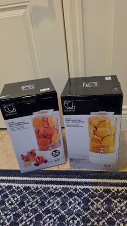 Tu Studio 2.2 gallon glass drink dispensers (2)