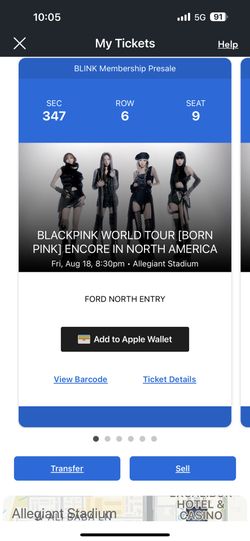 4 Blackpink Tickets @ Allegiant Stadium 8/18 Las Vegas
