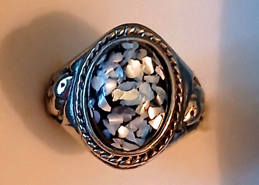 New Stainless Steel Abolone Shell Ring Size 9