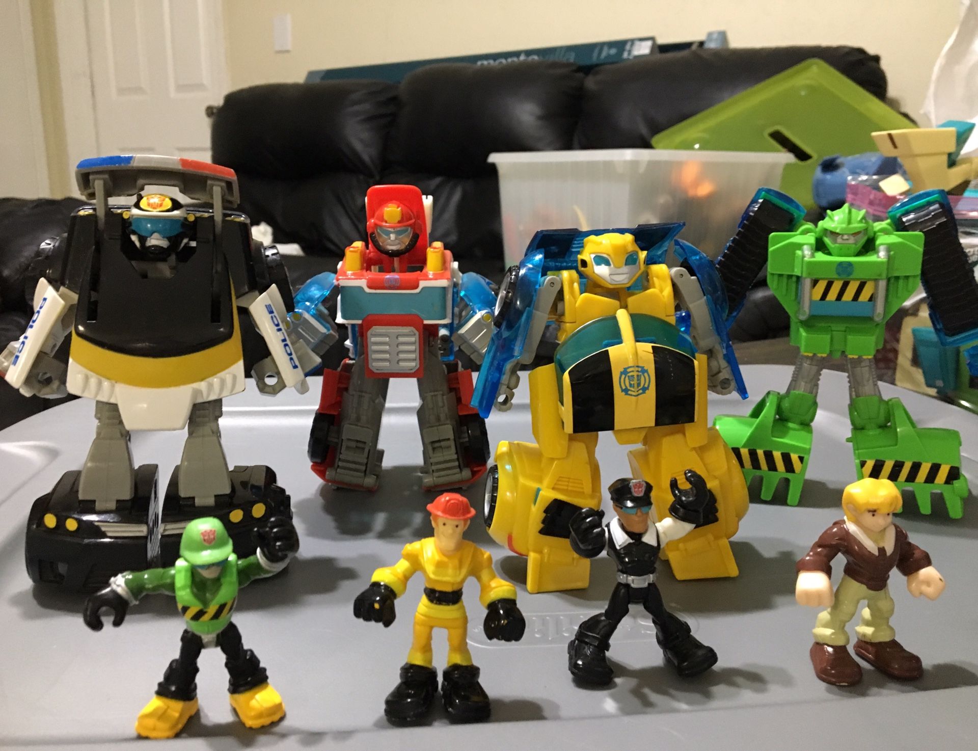 Lot bundle kids toys 8pcs TRANSFORMERS bumblebee optimus prime rescue bots boulder police car