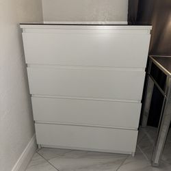 Tall White Dresser - 4 Drawers