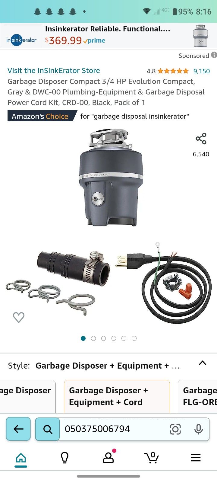 3/4 Horse Garbage Disposal