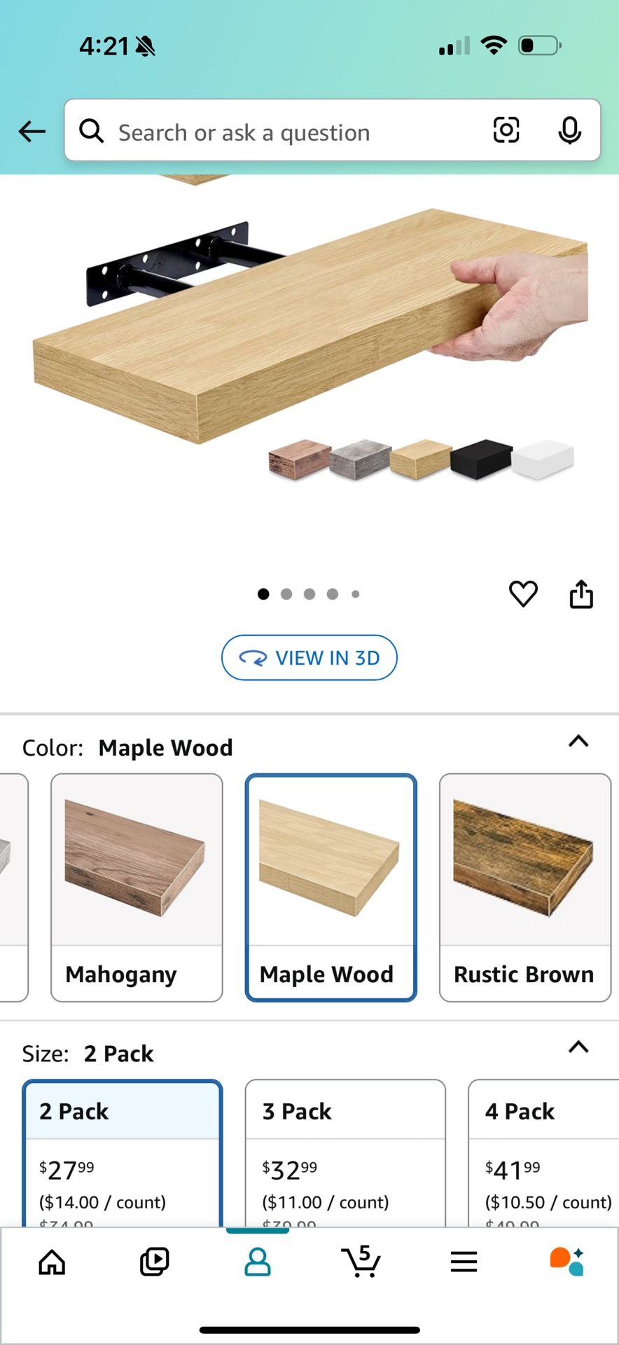 2 Floating Wooden Shelves