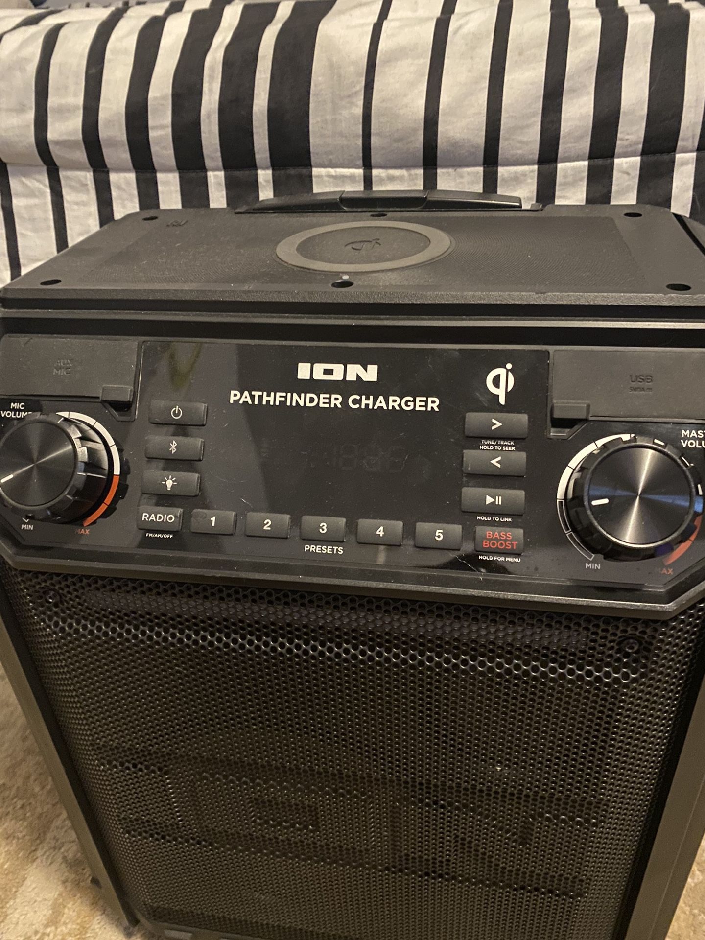ION Pathfinder Charger Bluetooth Portable Speaker with Wireless Qi