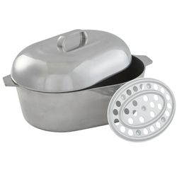 IMUSA 11in H. Cajun Cast Aluminum Oval Roaster with Lid