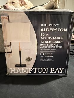 Antique Brass Adjustable Table Lamp 26 in. Matte Black Hampton Bay Alderston
