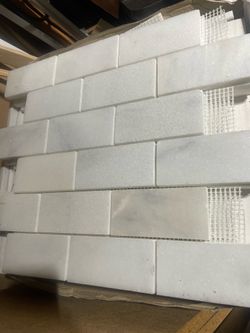 Carrara marble brick pattern tile honed 12x12 new in box