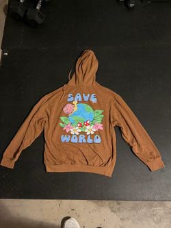 Brown “Save the World” Graphic Hoodie – Snail Earth Design