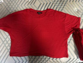 Blank Red Flowy Crop Tops