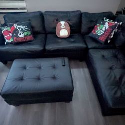 Faux leather sectional couch