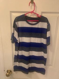 Cat & Jack Blue Gray and White Striped T-Shirt