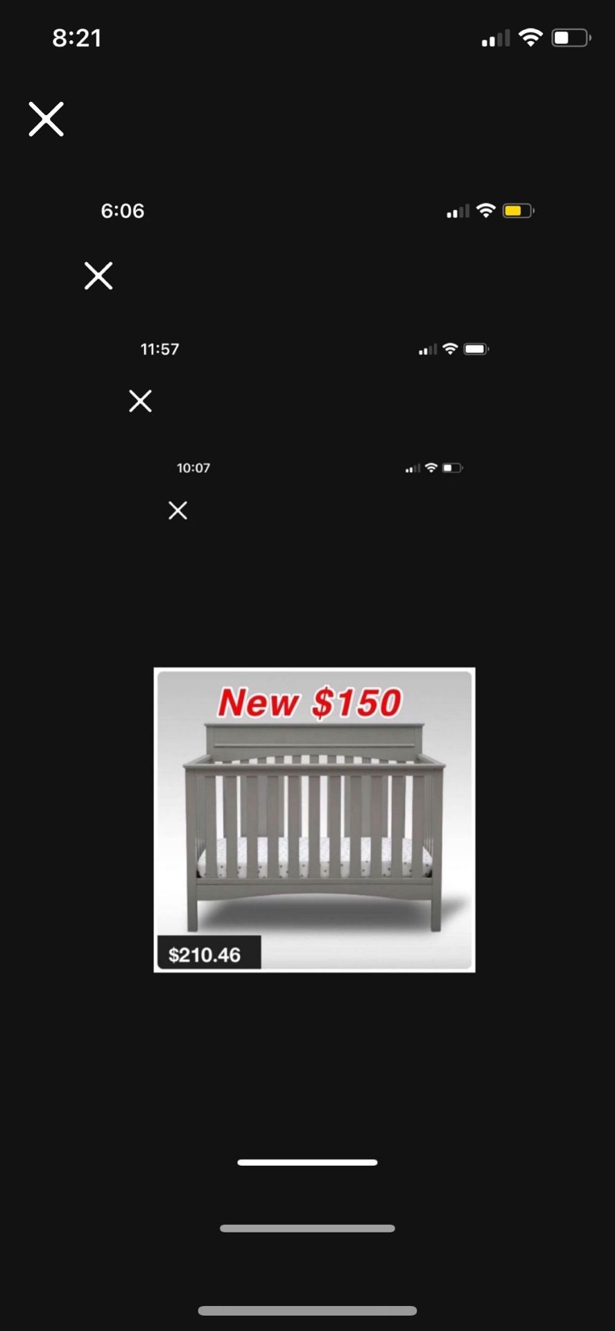 New in box gray delta crib only no mattress $150 firm pick up I do have a mattress sold separately new $90 I can do crib & mattress $200
