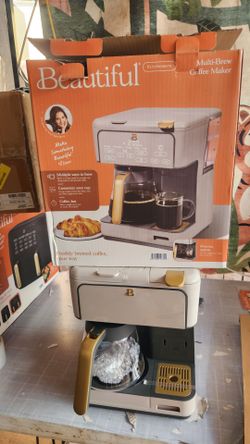 Beautiful by Drew Barrymore Multi-Brew 12-Cup Programmable Drip & Single-Serve Coffee Maker, Porcini Taupe