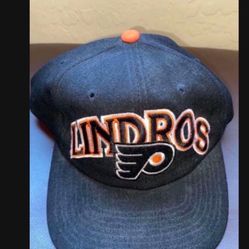 VINTAGE Philadelphia Flyers Hat Cap Black Eric Lindros Hockey Starter 