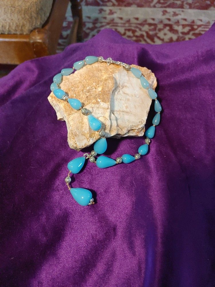 Baby Sky Blue Beaded choker