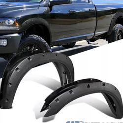 Fit 10-17 Dodge Ram 2(contact info removed) Bolt-On Pocket Rivet Rough Texture Fender Flares