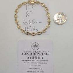 14k Gold 8" Puffy Gucci Link Bracelet