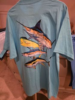 Light Blue Fishing Graphic T-Shirt XL