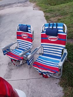 GOT 4 TOMMY BAHAMA BACK PACK AN BEACH CHAIRS ALL GD 10 EACH FIRM