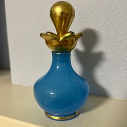 New Price! Antique French Blue Opaline Glass Perfume Bottle and Stopper