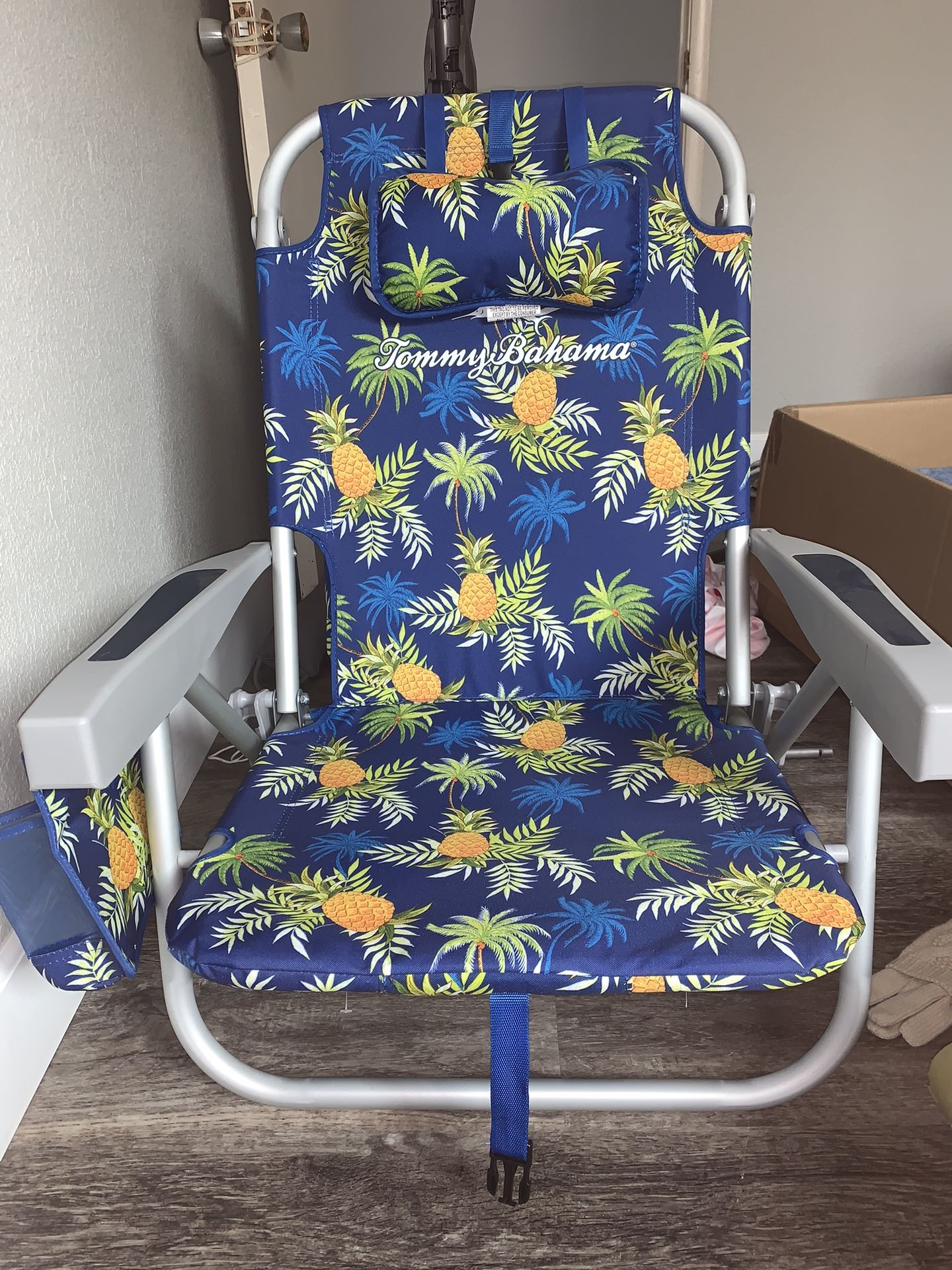 ommy Bahama Backpack Cooler Beach Chairs - Blue Pineapple
